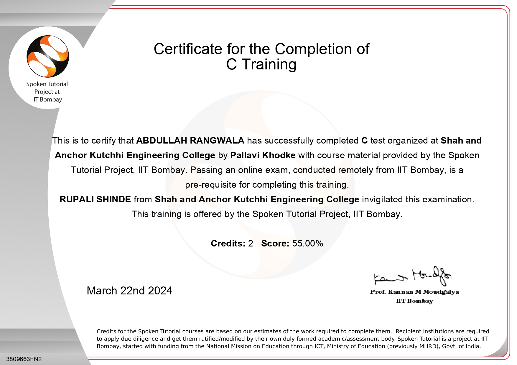 C Certificate