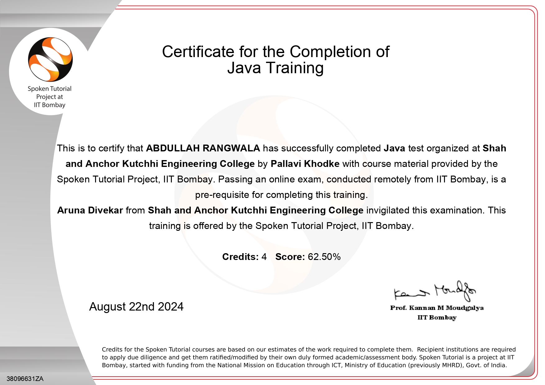 Java Certificate